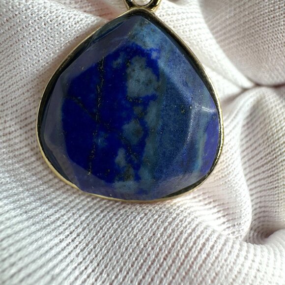 Charming Charlie Gold Tone Fashion Necklace w/Lapis Lazuli Teardrop Pendant - Picture 8 of 16
